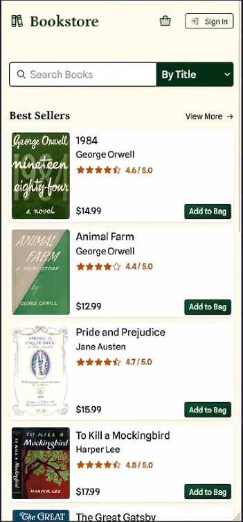 Screenshot of Online Bookstore